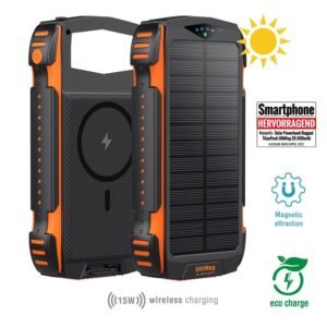 4Smarts Rugged TitanPack UltiMag 20.000 mAh solcelle powerbank, Orange