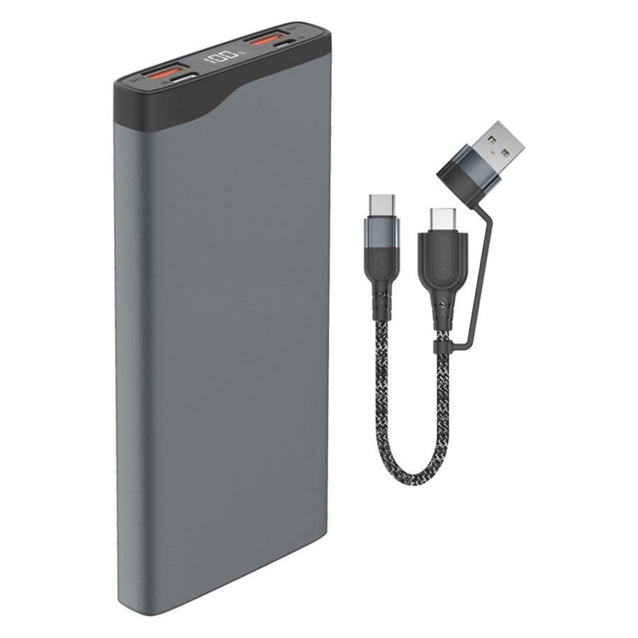 4Smarts VoltHub Pro 10.000 mAh powerbank, 22.5W USB-C PD og QC 3.0, Gunmetal