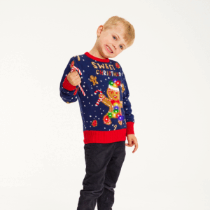 Årets julesweater: Cute Cookie Man – Børn. Ugly Christmas Sweater lavet i Danmark